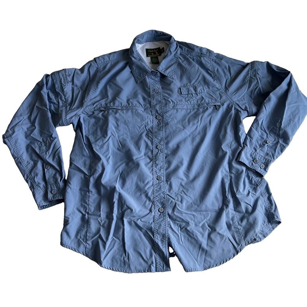 CABELA'S Guidewear Nylon Vented Shirt Detachable Sleeves XL Blue Fishing Outdoor